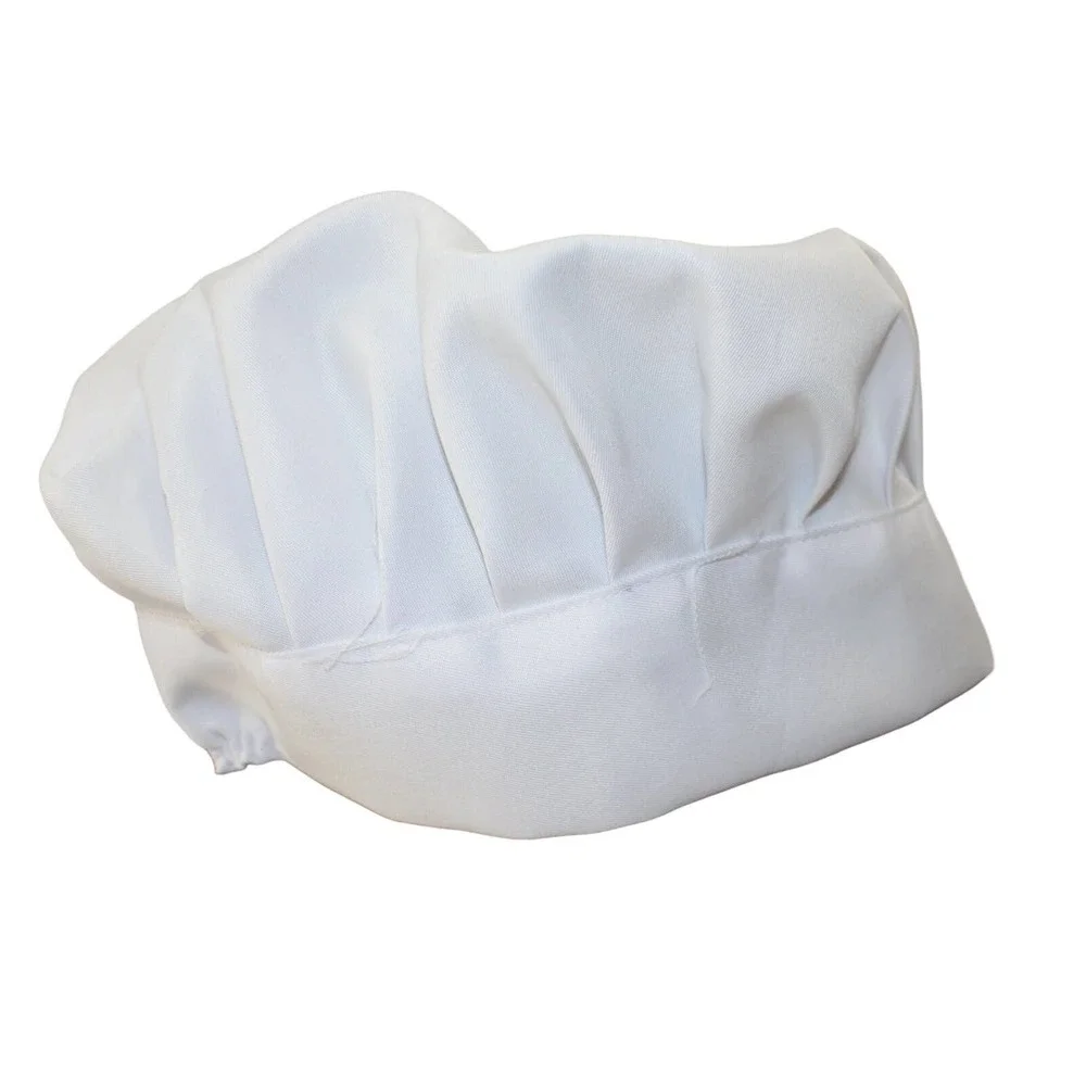 White Chef Hat Elastic On Back One Size Costume Cosplay